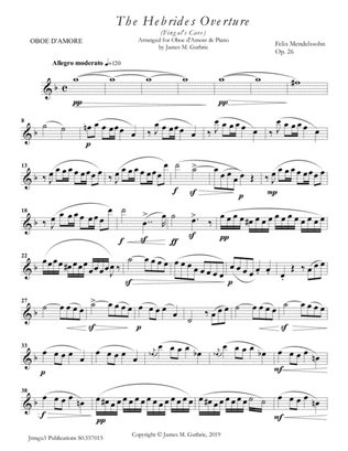 Mendelssohn: the Hebrides Overture for Oboe d'Amore & Piano