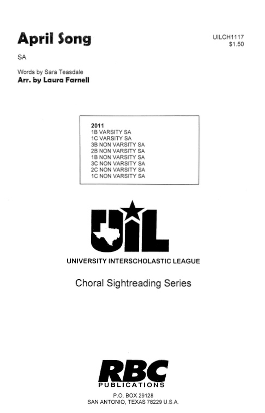April Song (SA) SA scores gallery preview page 1