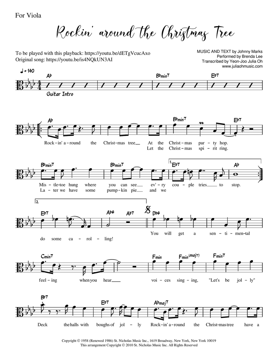 Rockin' Around The Christmas Tree Viola Solo scores gallery preview page 1