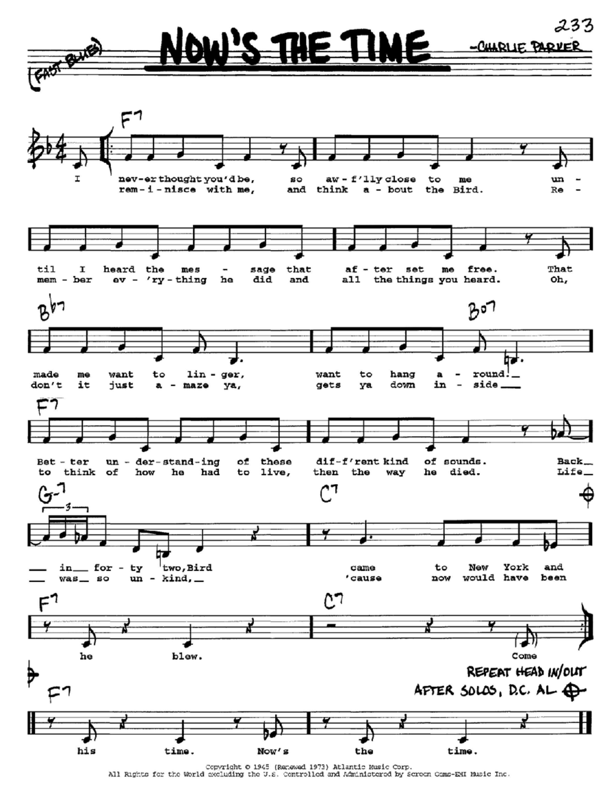 Now's The Time High Voice scores gallery preview page 1