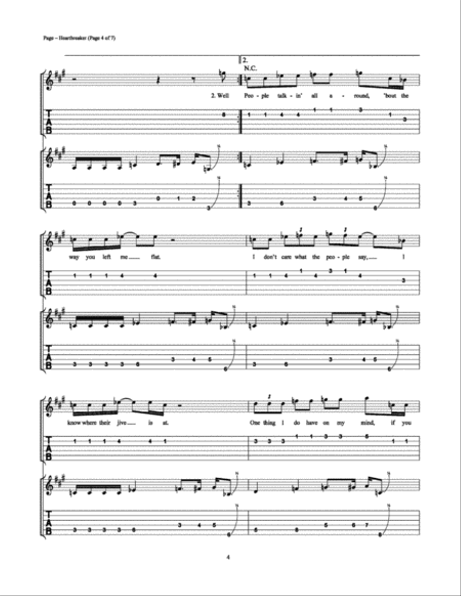 Heartbreaker Easy Guitar scores gallery preview page 4