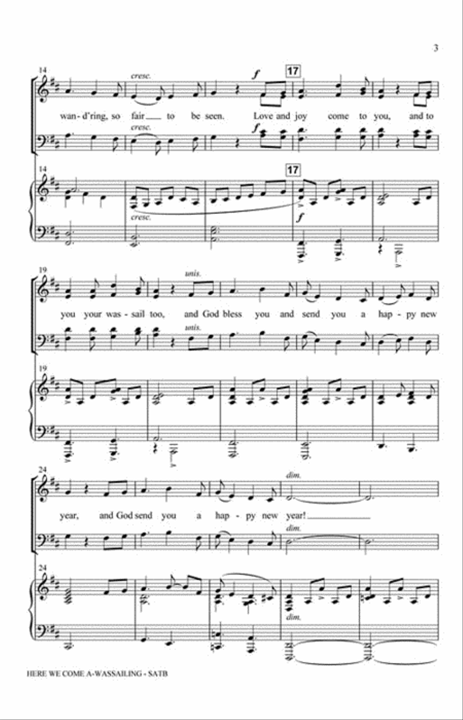 Here We Come A-Wassailing 4-Part scores gallery preview page 3