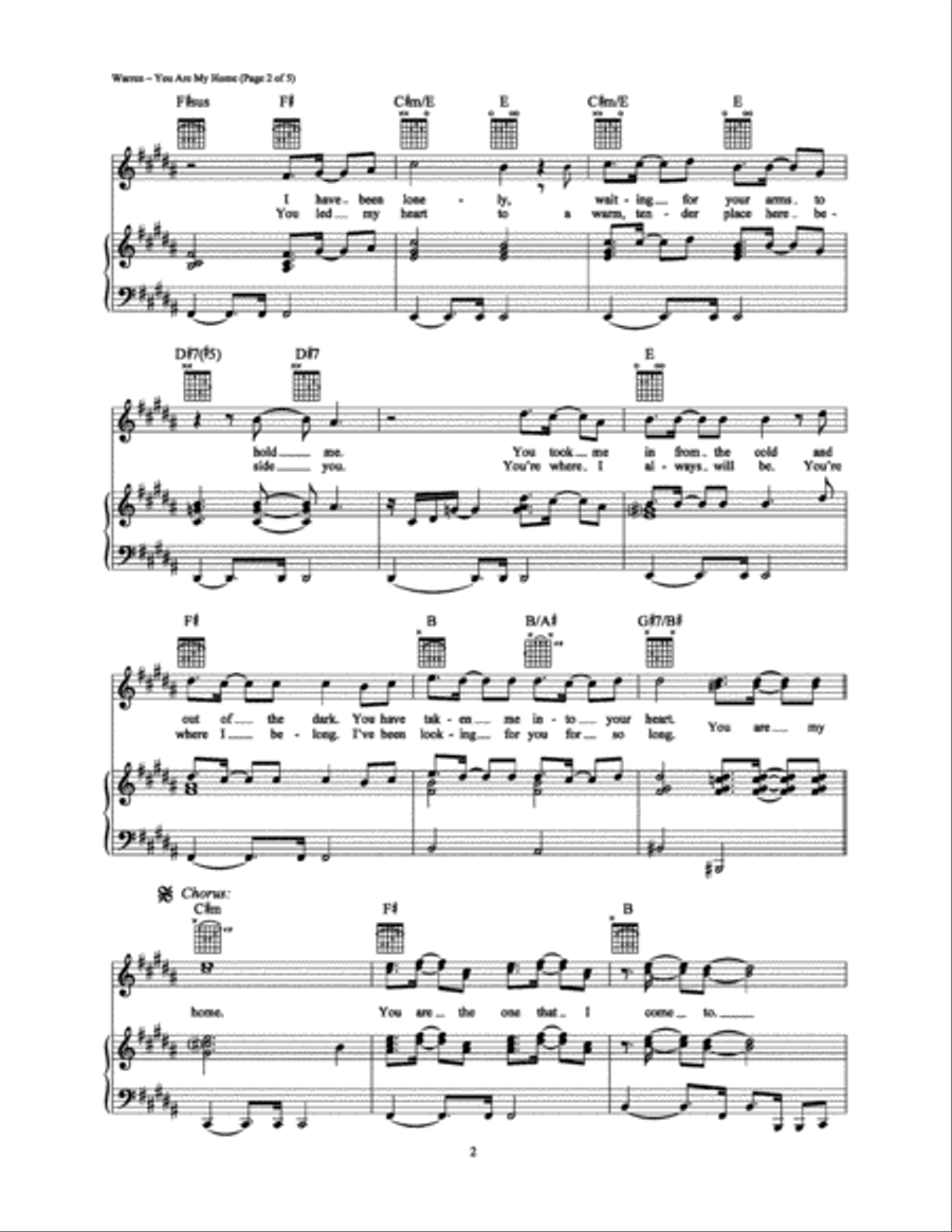 You Are My Home Piano, Vocal, Guitar scores gallery preview page 2