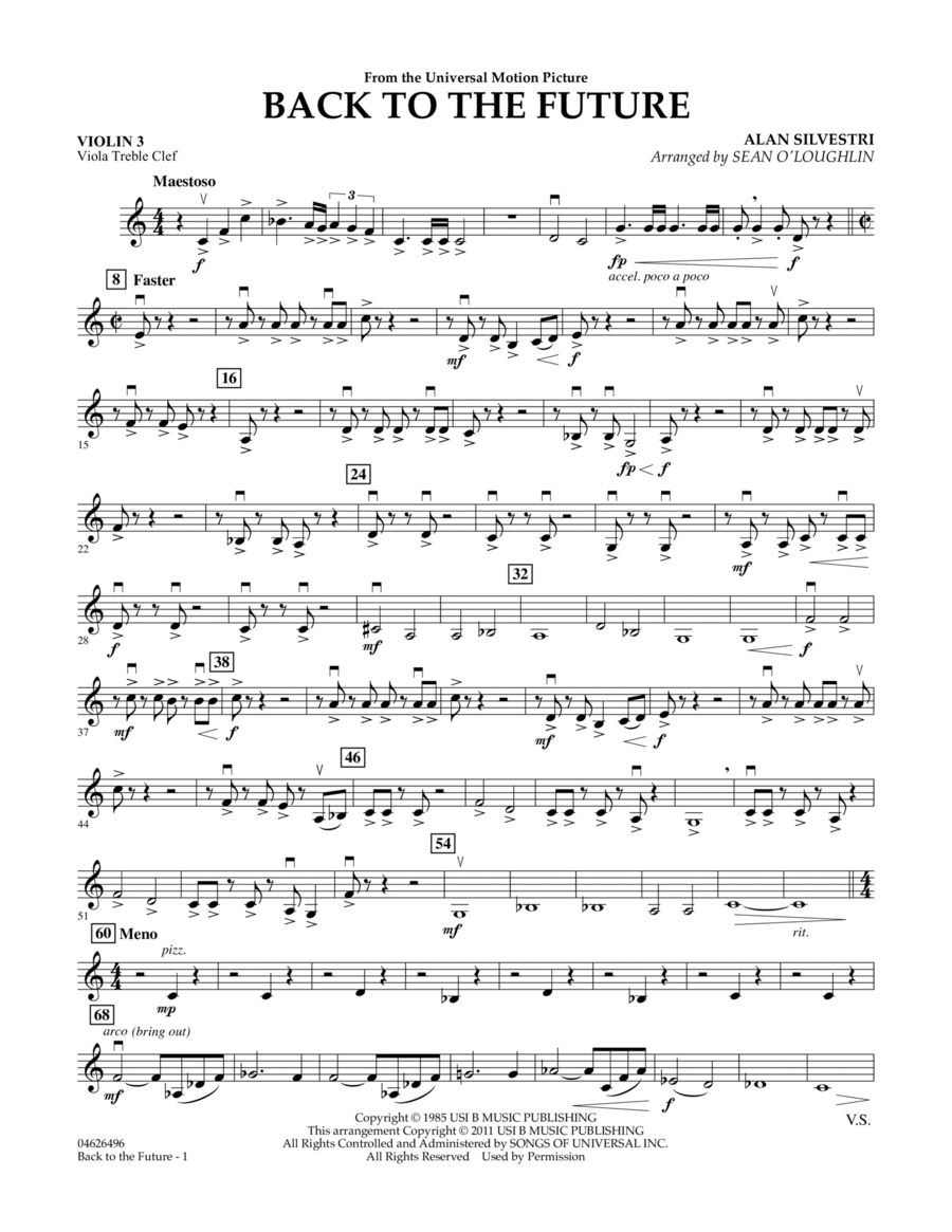 Back To The Future - Violin 3 (Viola Treble Clef) Orchestra scores gallery preview page 1