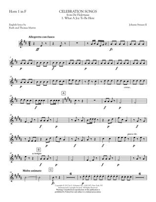 Celebration Songs (from Die Fledermaus) - Horn 1 in F