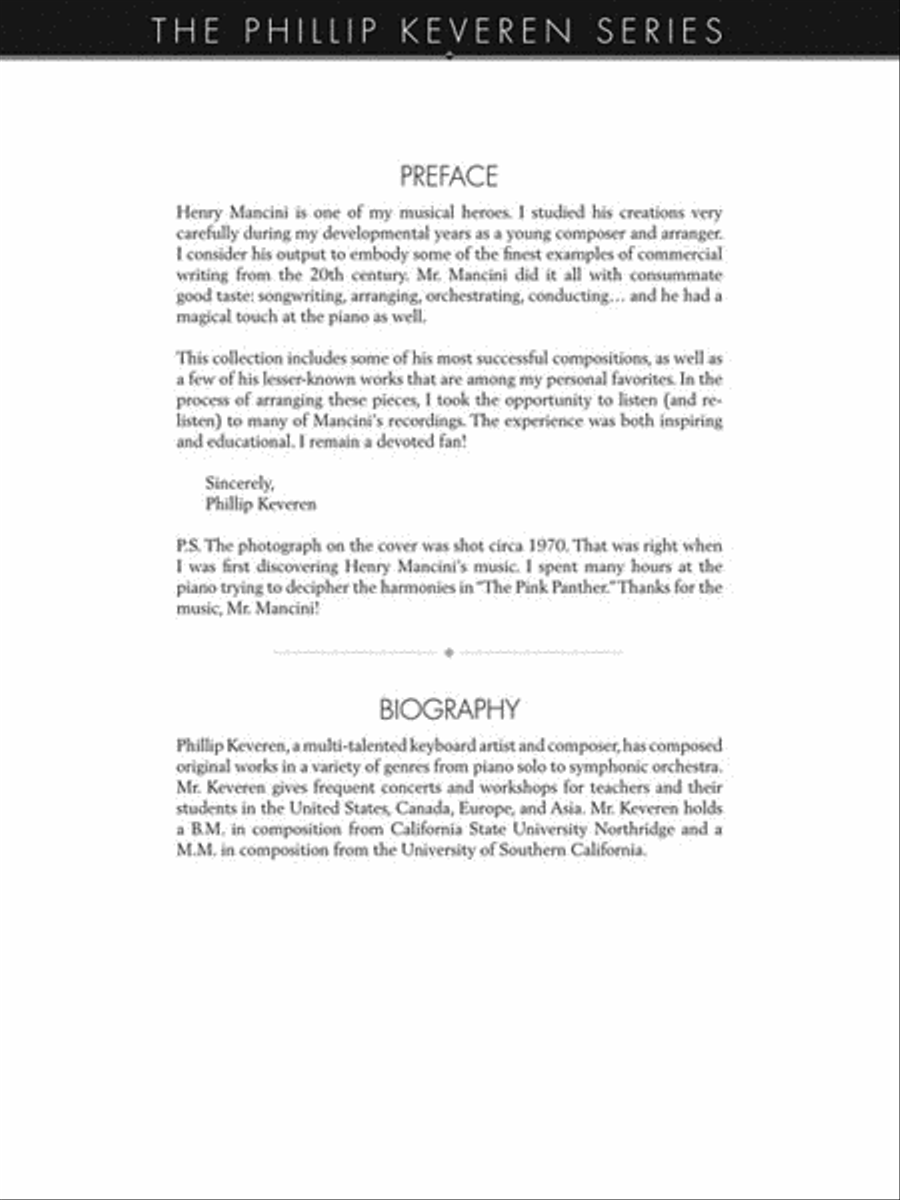 Mancini Magic Mancini Magic Piano Solo scores gallery preview page 2