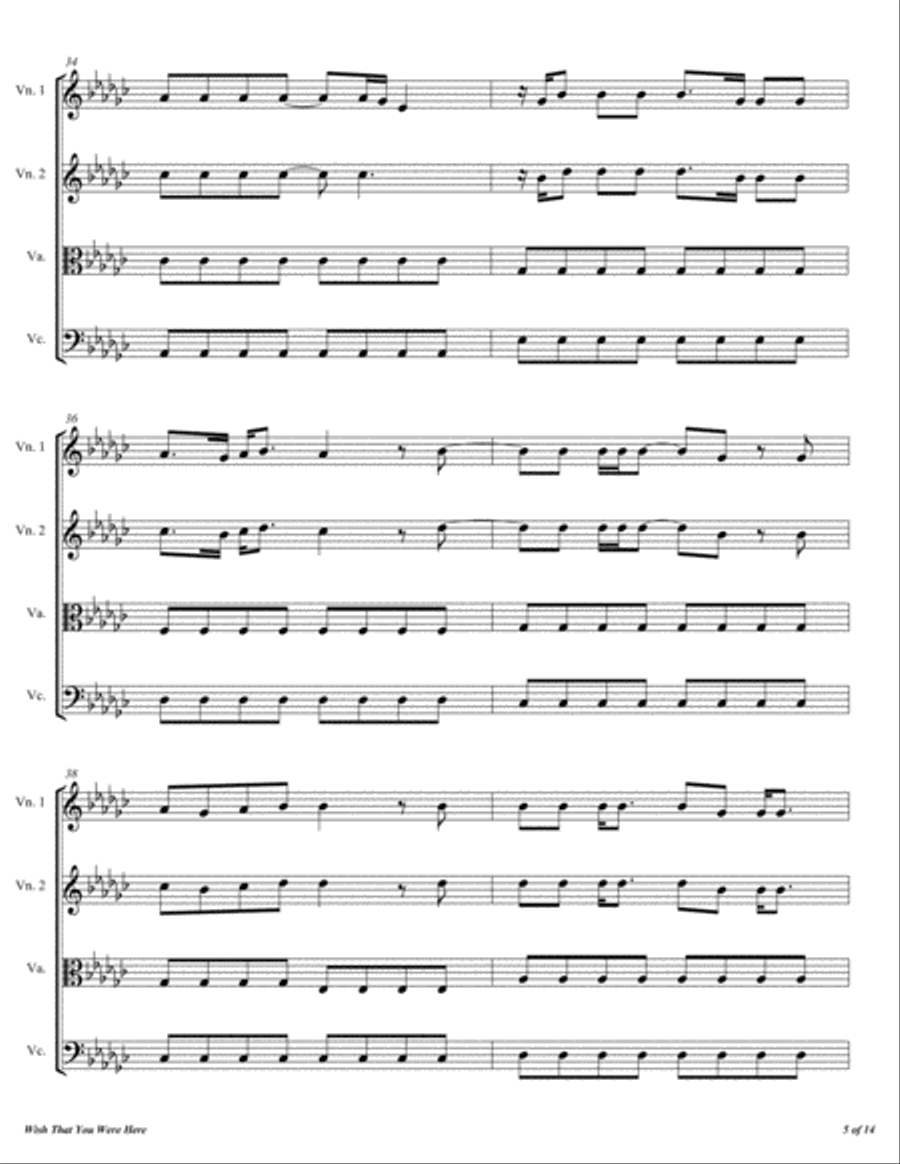 Wish That You Were Here from MISS PEREGRINE'S HOME FOR PECULIAR CHILDREN String Quartet scores gallery preview page 6