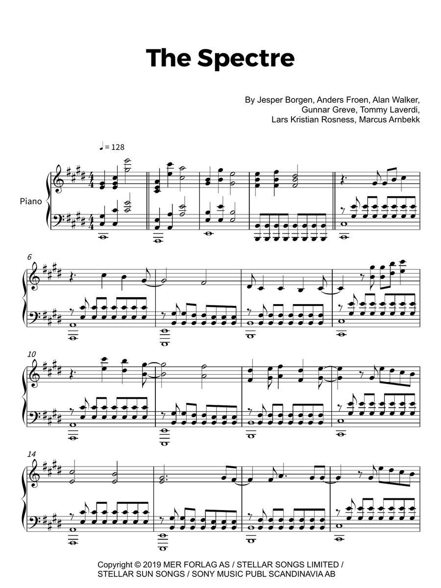 The Spectre Piano Solo scores gallery preview page 1