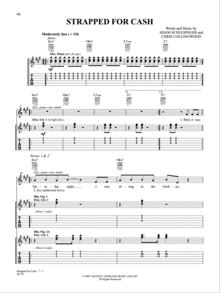 Strapped For Cash Guitar Tablature scores gallery preview page 1