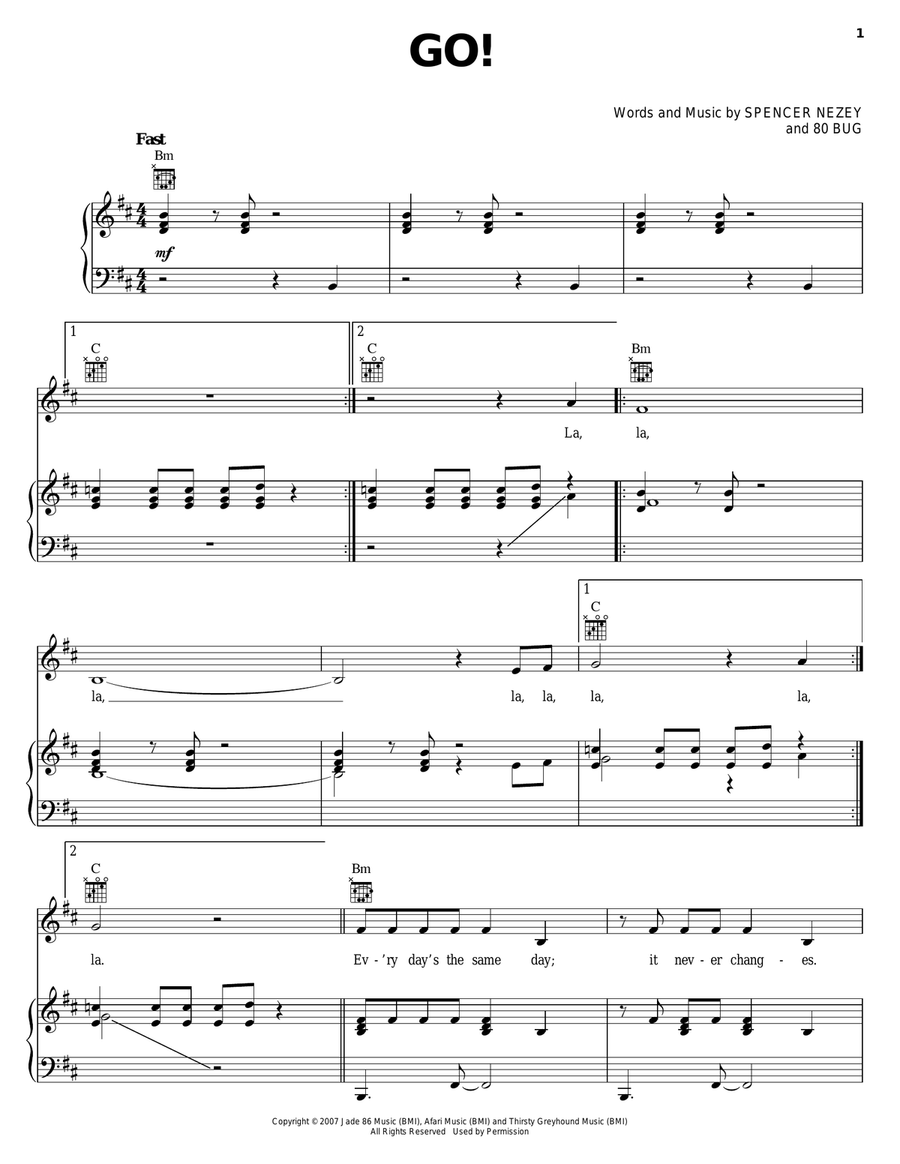 Go! Go! Piano, Vocal, Guitar scores gallery preview page 1
