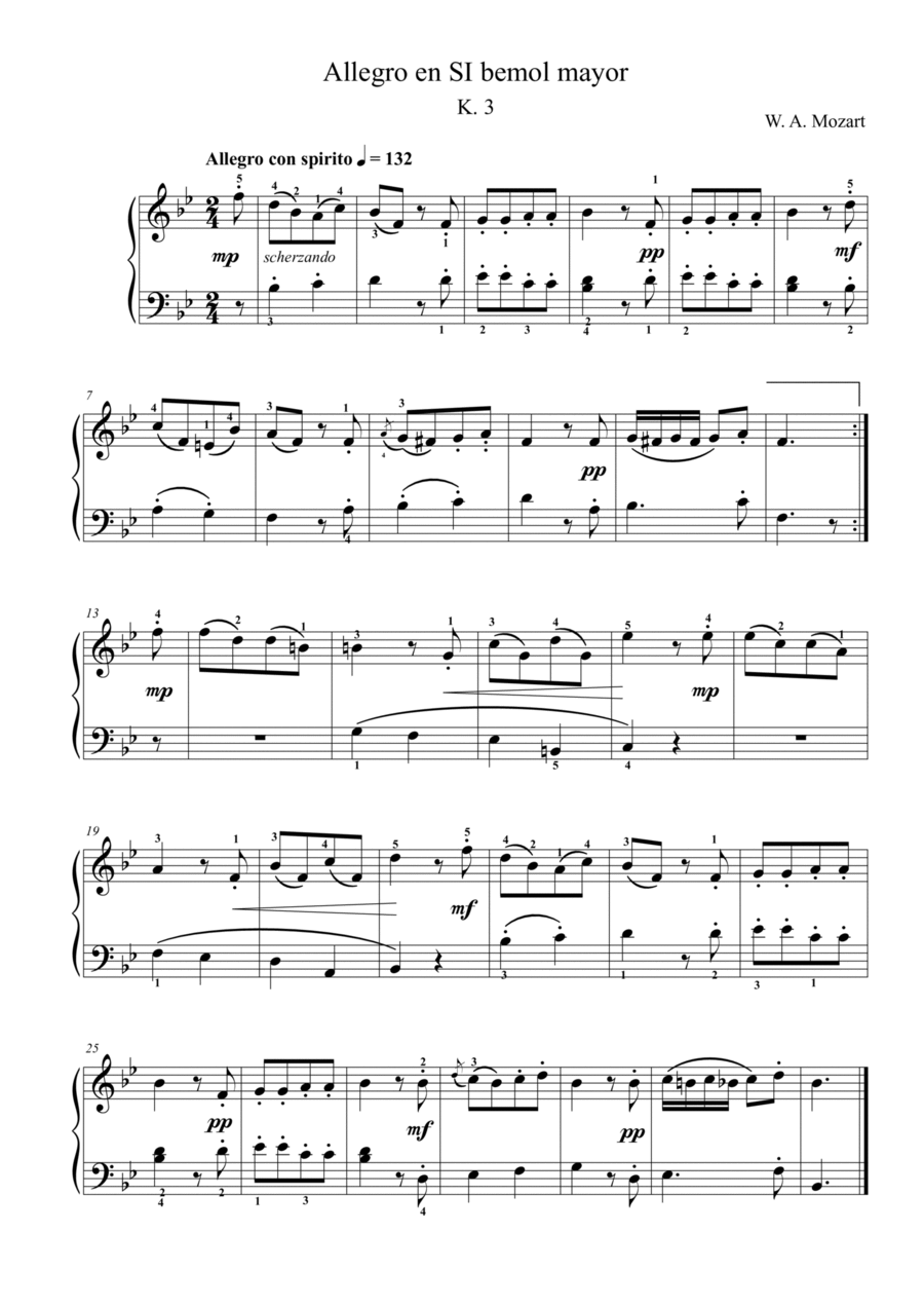 Allegro in B flat major Allegro in B flat major Piano Method scores gallery preview page 1