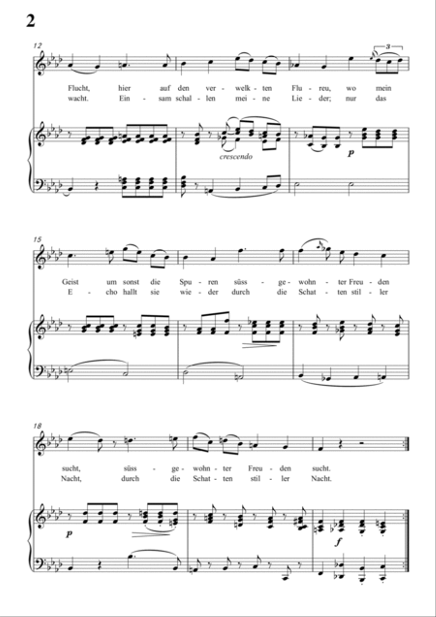 Schubert-Der Sänger am Felsen in bA for Vocal and Piano Voice scores gallery preview page 3