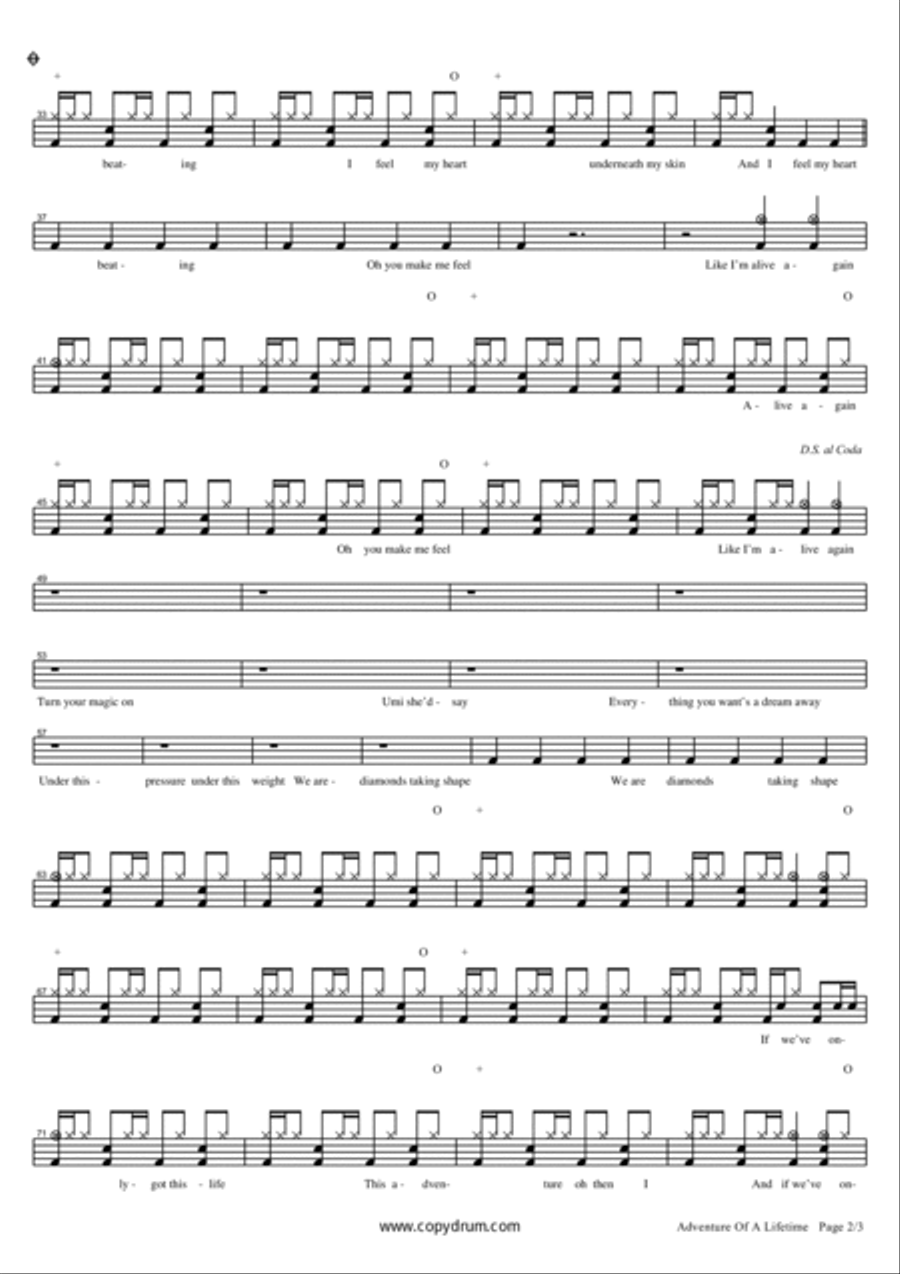 Adventure Of A Lifetime Drum Set scores gallery preview page 2