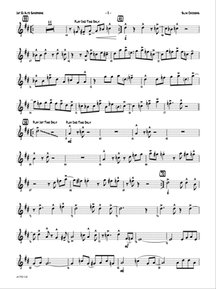 Slim Chickens: E-flat Alto Saxophone Jazz Ensemble scores gallery preview page 2