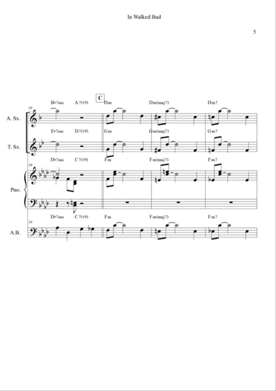 In Walked Bud Jazz Ensemble scores gallery preview page 5