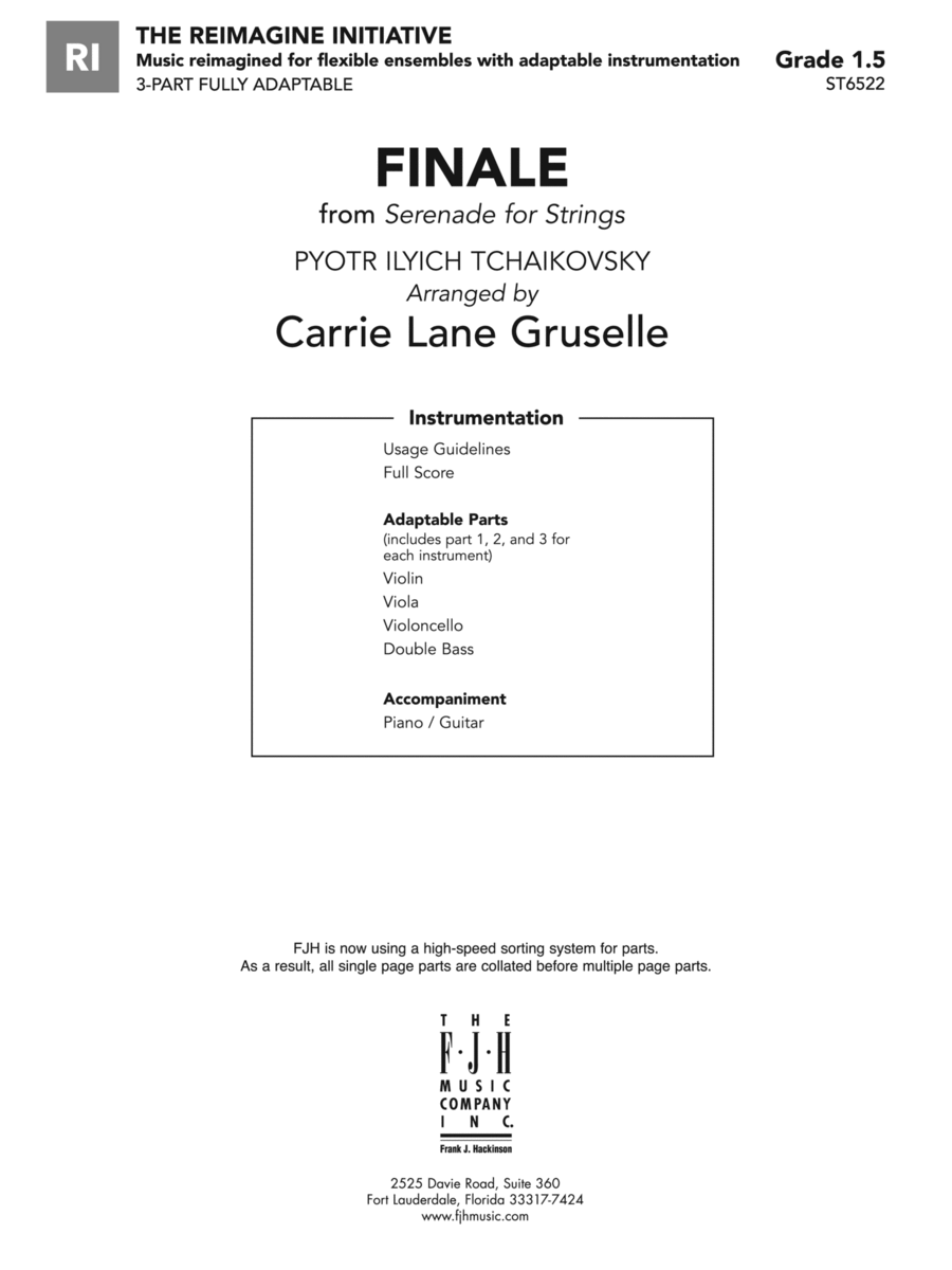 Finale (From Serenade for Strings): Score String Orchestra scores gallery preview page 1