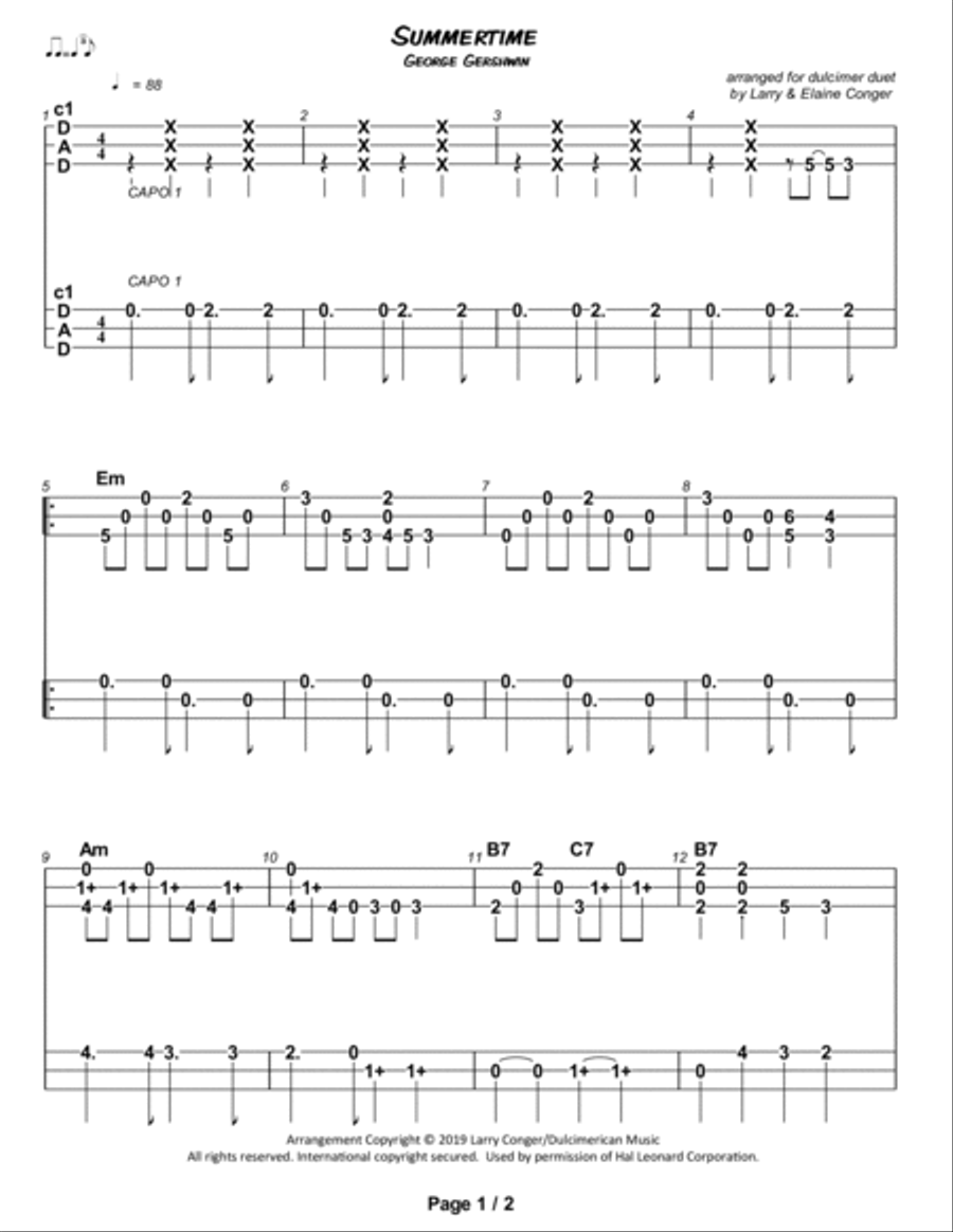 Summertime Dulcimer scores gallery preview page 2