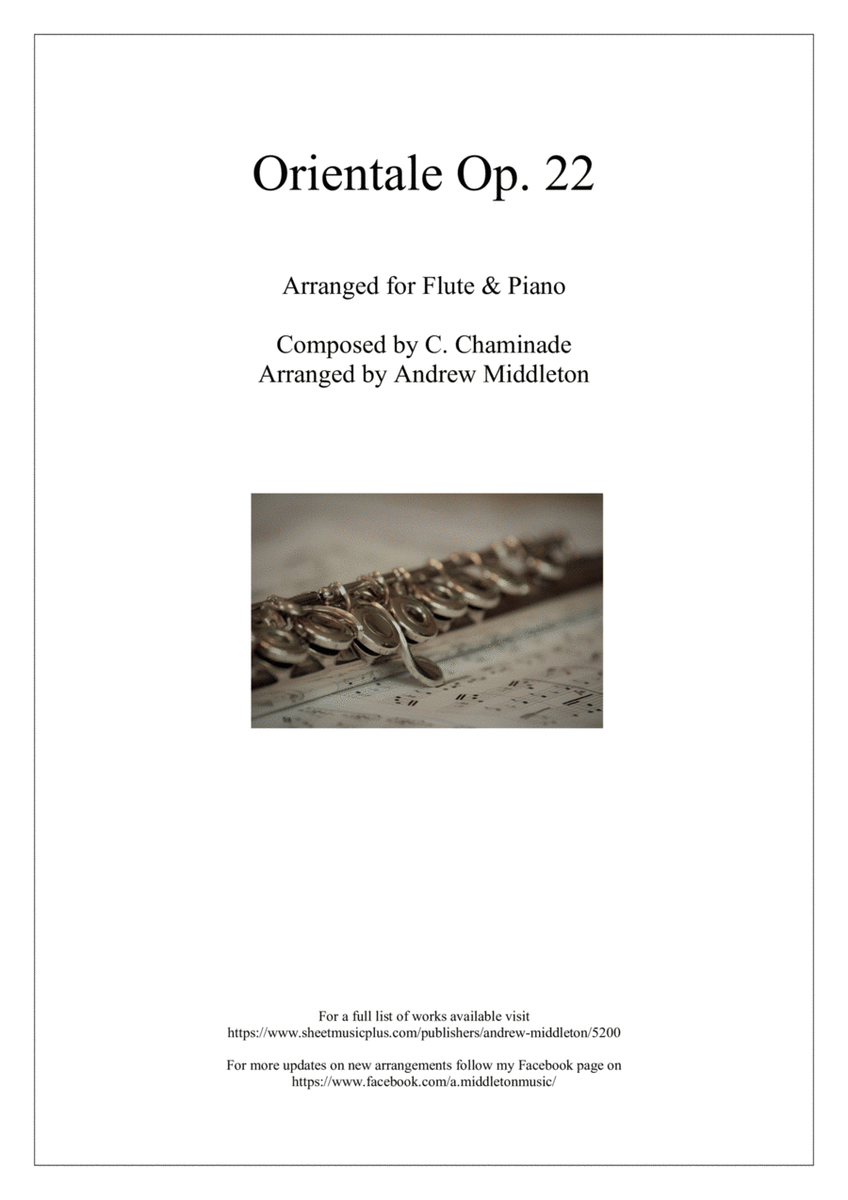 Orientale Op. 22 arranged for Flute and Piano image number null