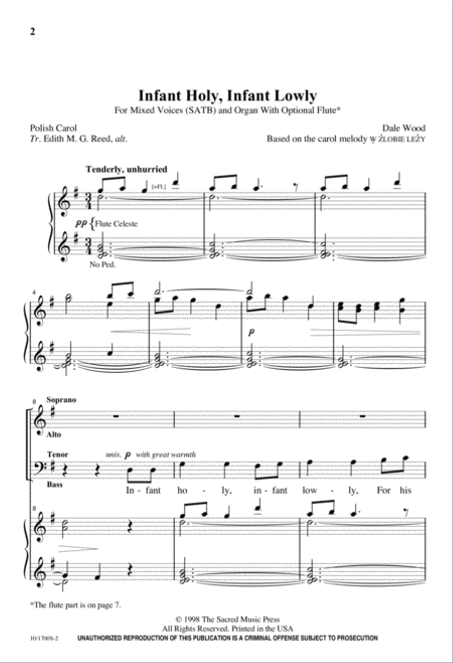 Infant Holy, Infant Lowly 4-Part scores gallery preview page 2