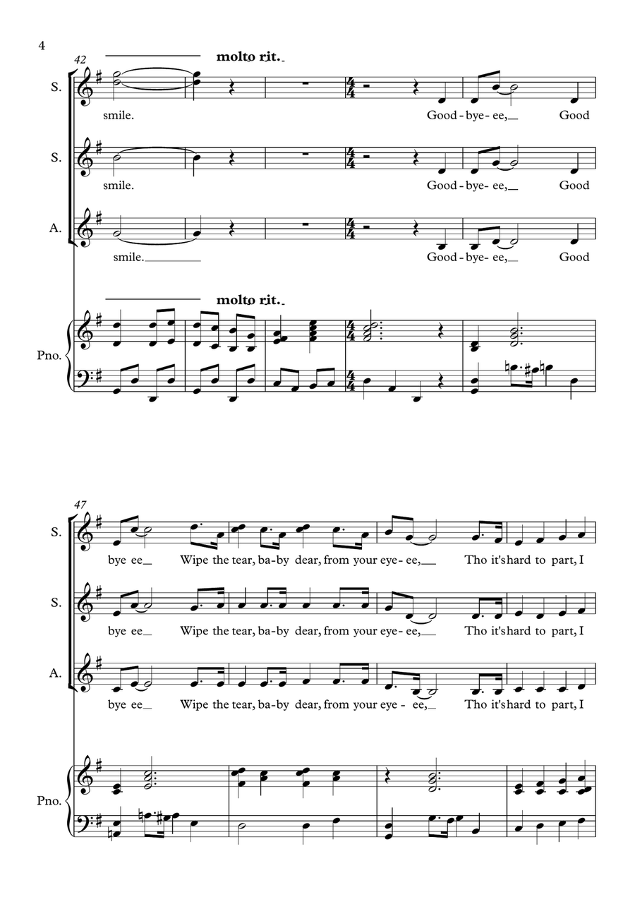 A Medley of Popular Songs from the First World War for SSA choir SSA scores gallery preview page 4