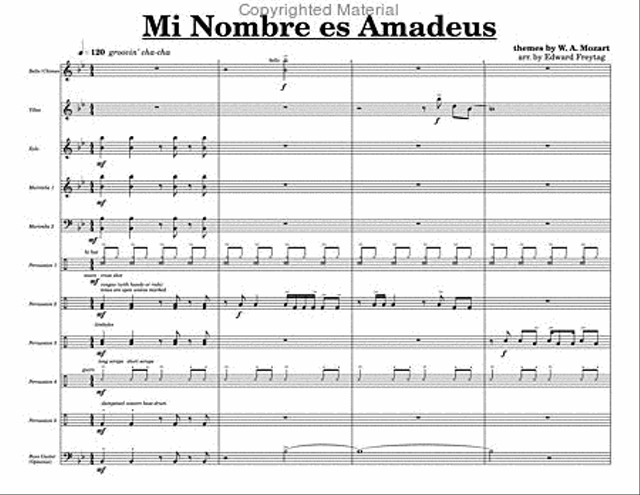 Mi Nombre es Amadeus Percussion Ensemble scores gallery preview page 2
