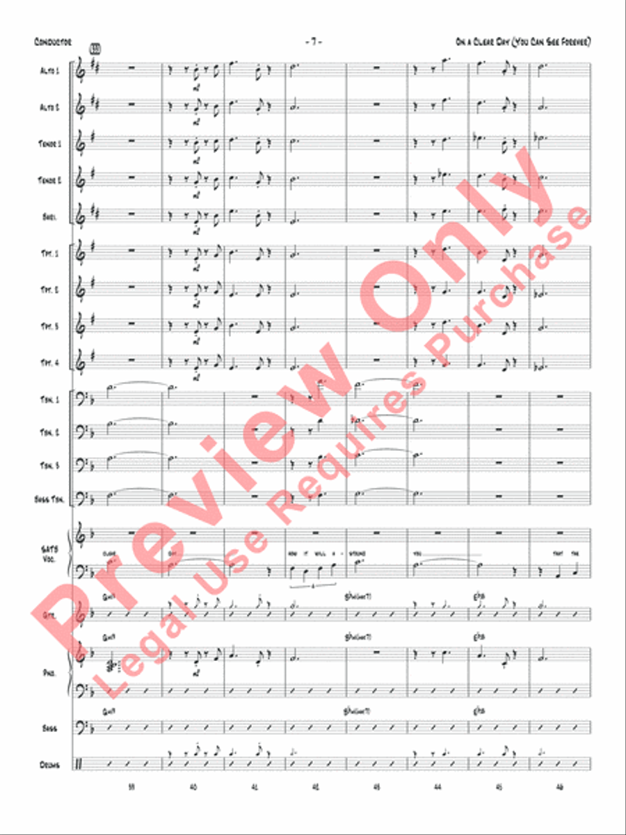 On a Clear Day (You Can See Forever) Jazz Ensemble scores gallery preview page 10