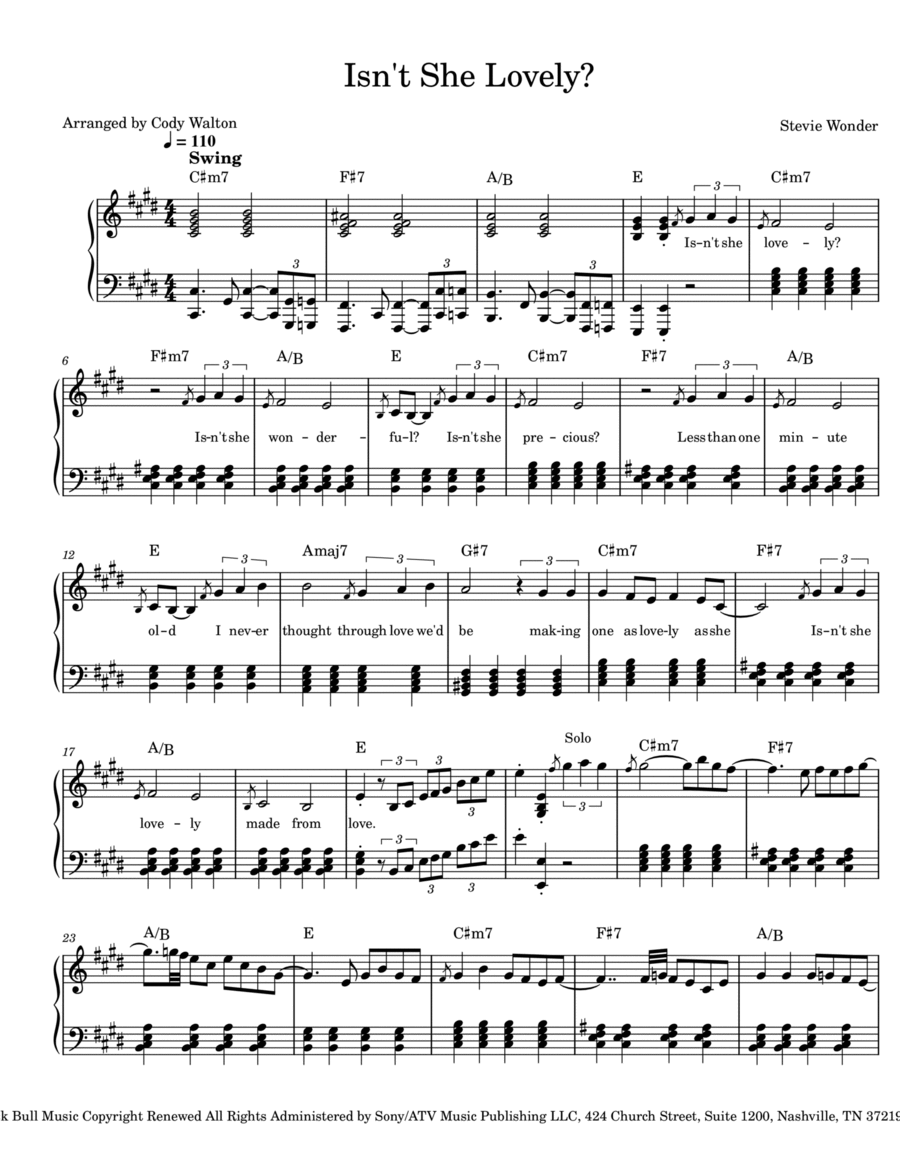 Isn't She Lovely Isn't She Lovely Piano Solo scores gallery preview page 1