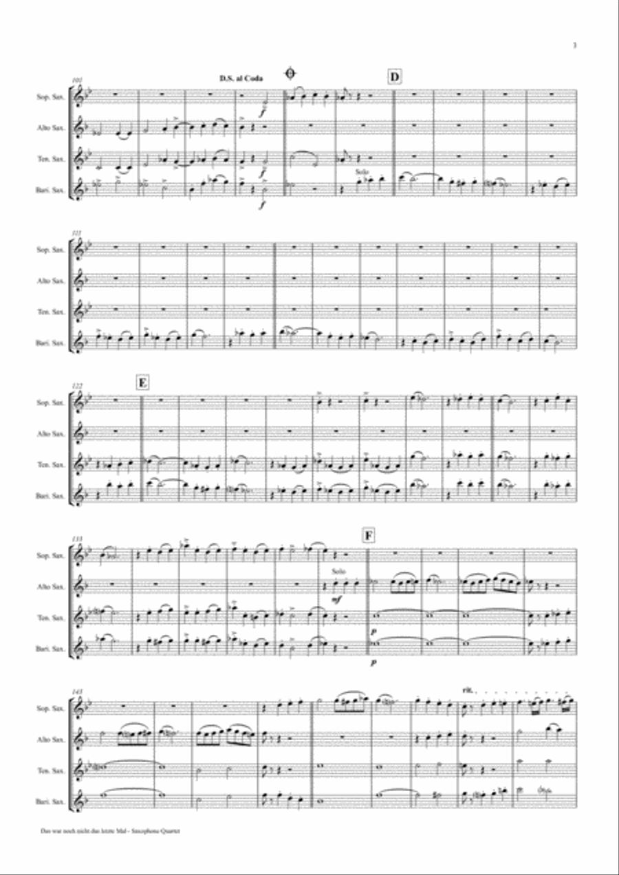 Das war noch nicht das letzte Mal - Polka - Oktoberfest - Saxophone Quartet Saxophone Quartet scores gallery preview page 3