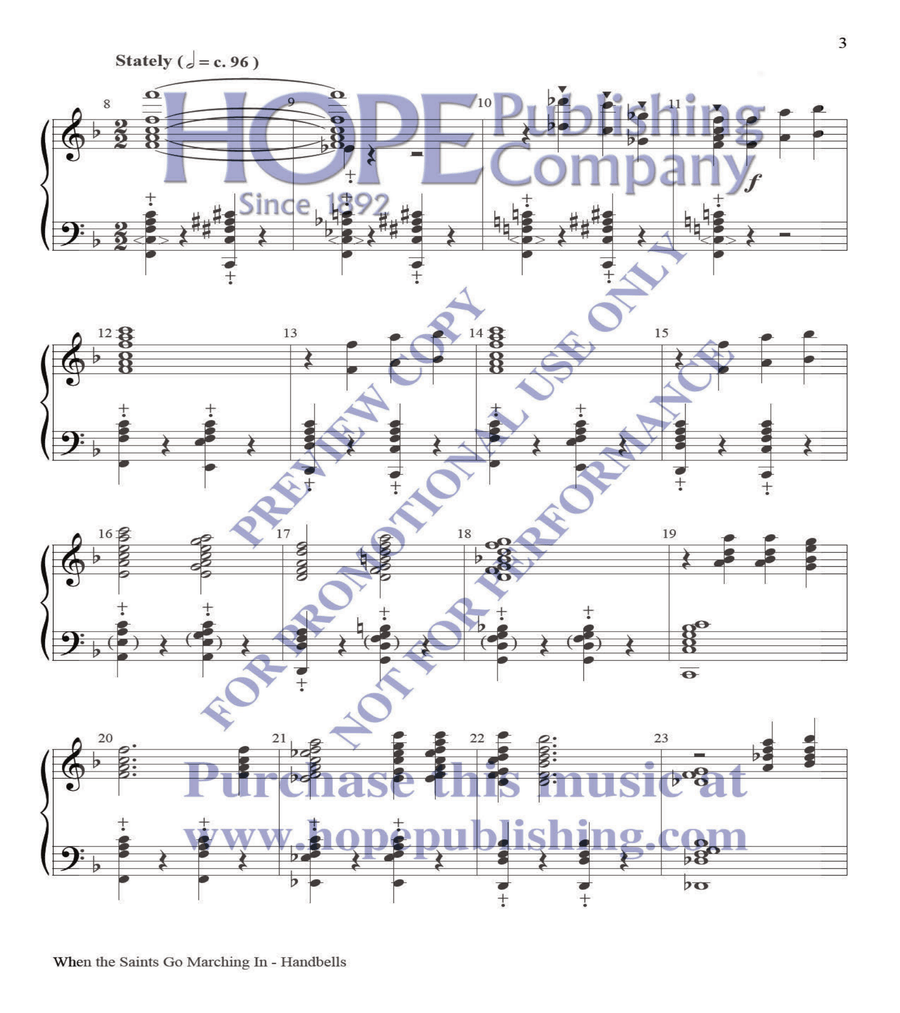 When the Saints Go Marching In by Joel Raney Handbell Choir - Sheet Music page 3