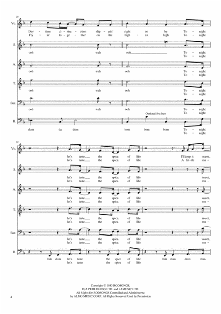 Spice Of Life 4-Part scores gallery preview page 4