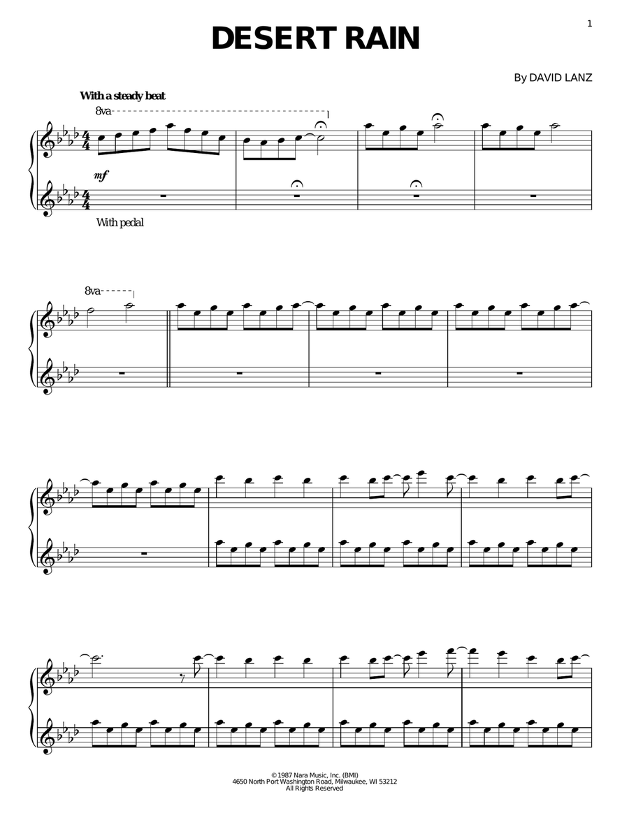 Desert Rain Piano Solo scores gallery preview page 1