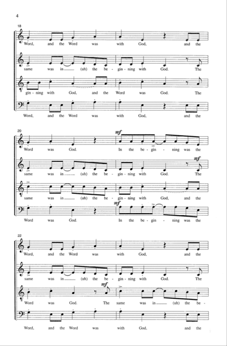 The Word Was God 4-Part scores gallery preview page 3