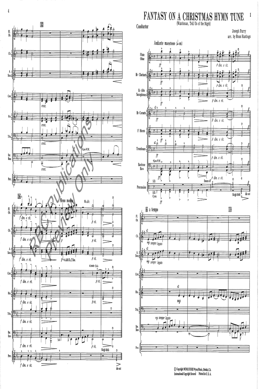 Fantasy On A Christmas Hymn Tune Concert Band scores gallery preview page 6