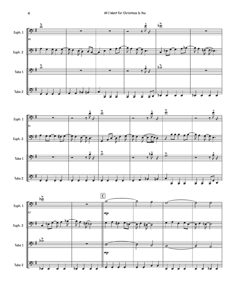 All I Want For Christmas Is You Brass Quartet scores gallery preview page 4