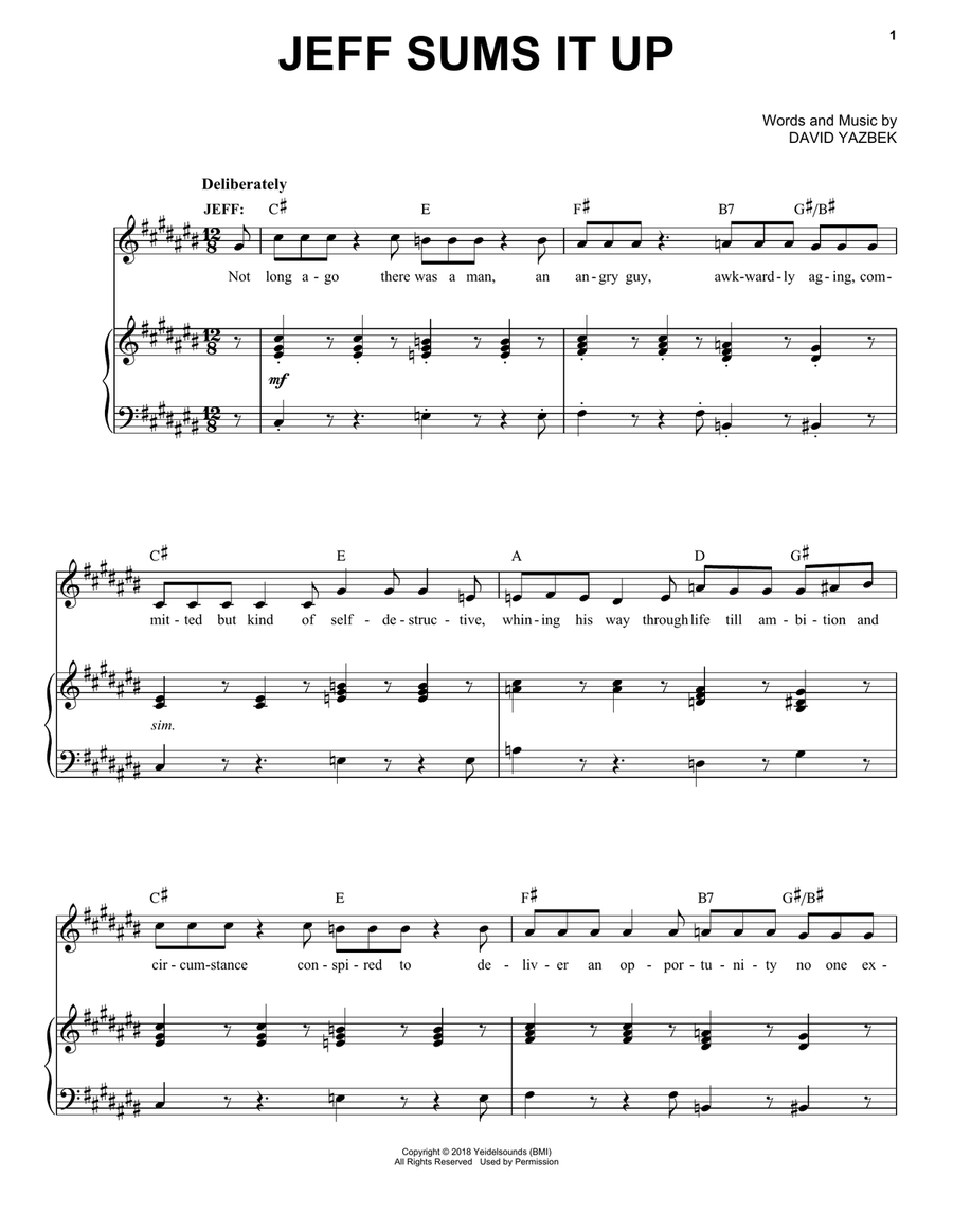 Jeff Sums It Up (from the musical Tootsie) Voice scores gallery preview page 1