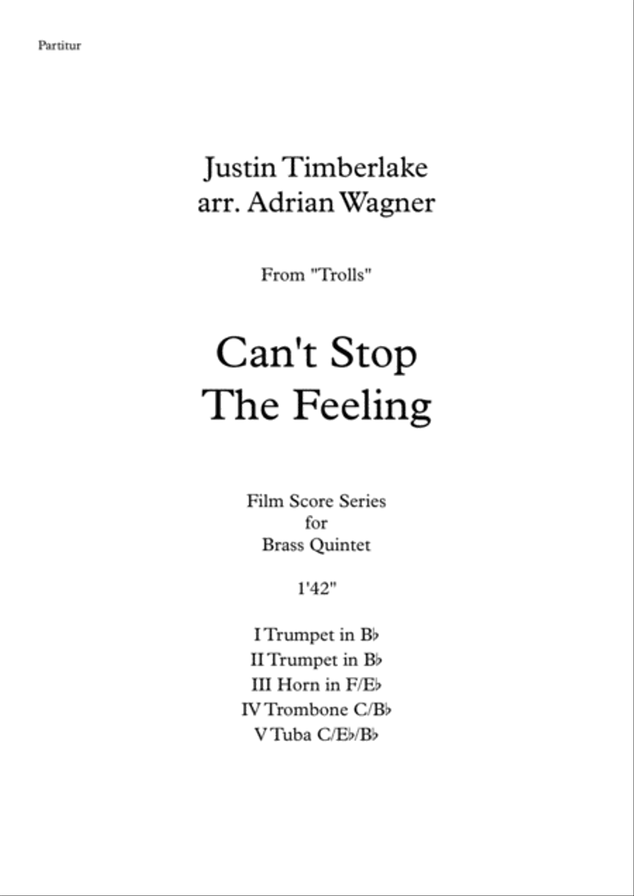 Can't Stop The Feeling from TROLLS Brass Quintet scores gallery preview page 2