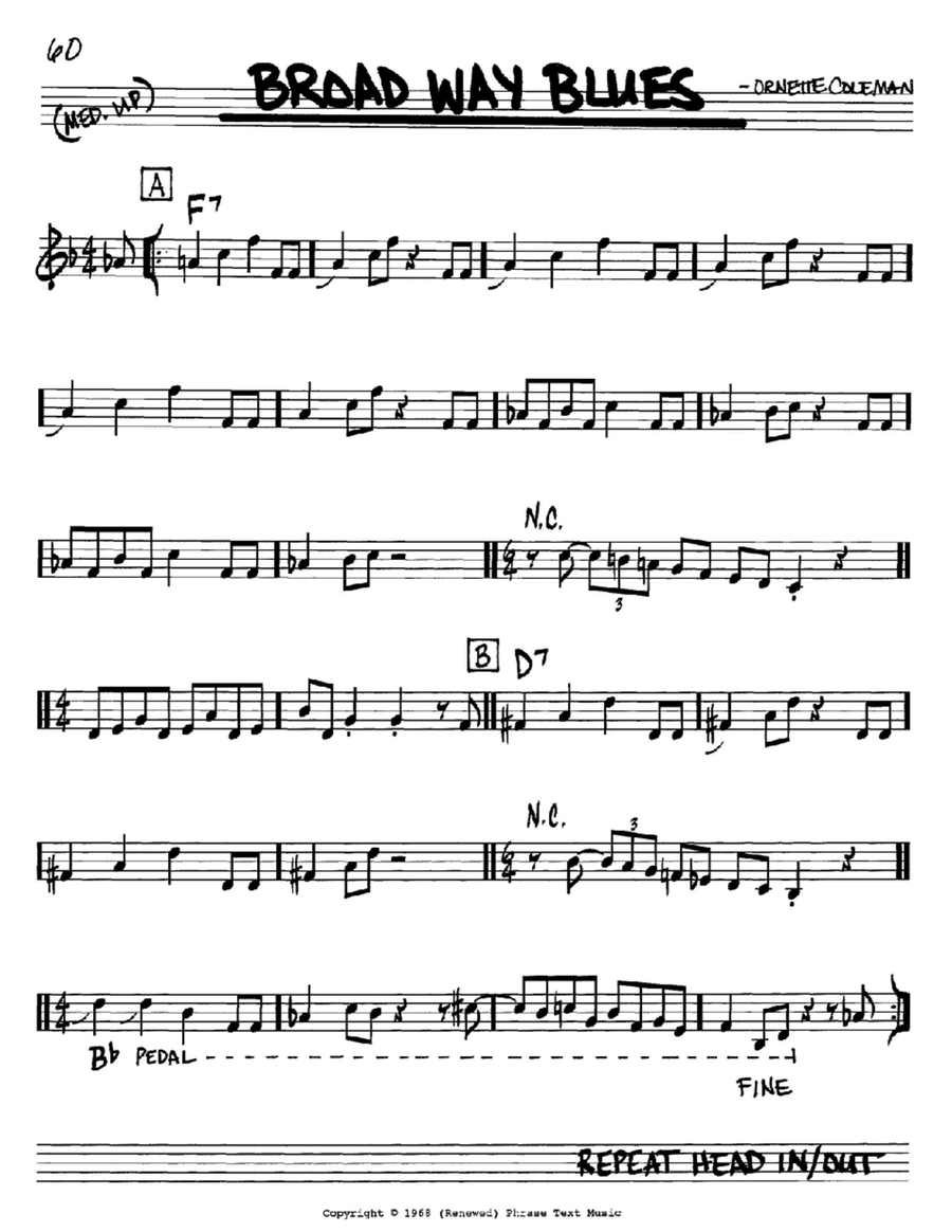 Broad Way Blues B-Flat Instrument scores gallery preview page 1