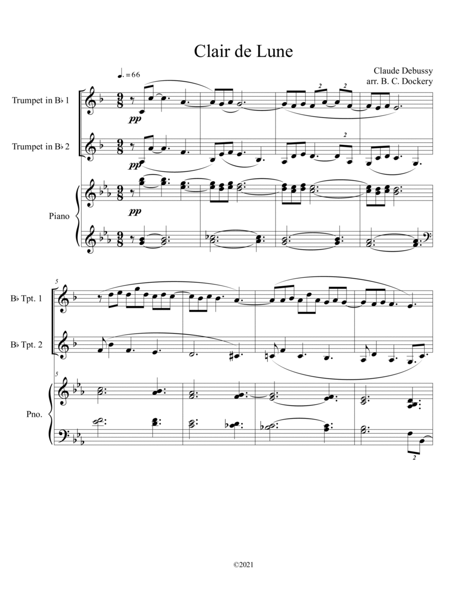 Clair de Lune (Trumpet Duet) with piano accompaniment image number null