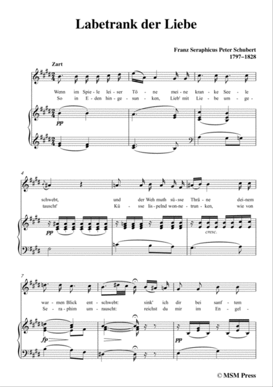 Schubert-Labetrank der Liebe,in E Major,for Voice&Piano Voice scores gallery preview page 3