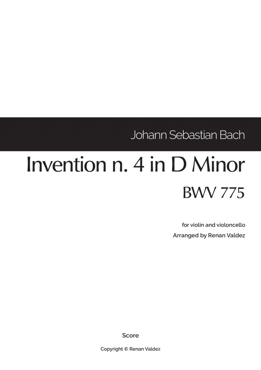 Invention n. 4 in D Minor, BWV 775 (for violin and violoncello) image number null
