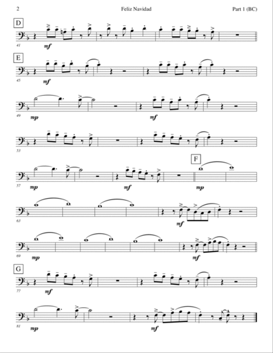 Feliz Navidad Brass Quartet scores gallery preview page 6