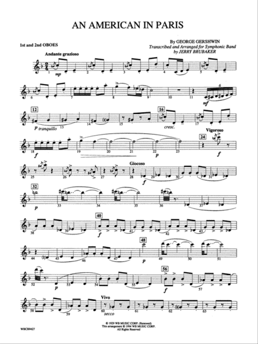 An American in Paris: Oboe Concert Band scores gallery preview page 1