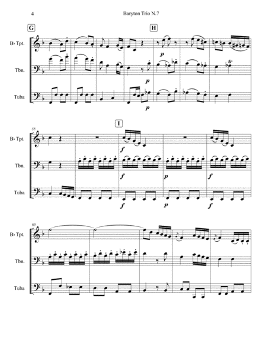 Baryton Trio N. 7 (Haydn) for Brass Trio (Trumpet, Trombone & Tuba) Baryton Trio N. 7 (Haydn) for Brass Trio (Trumpet, Trombone & Tuba) Brass Trio scores gallery preview page 4