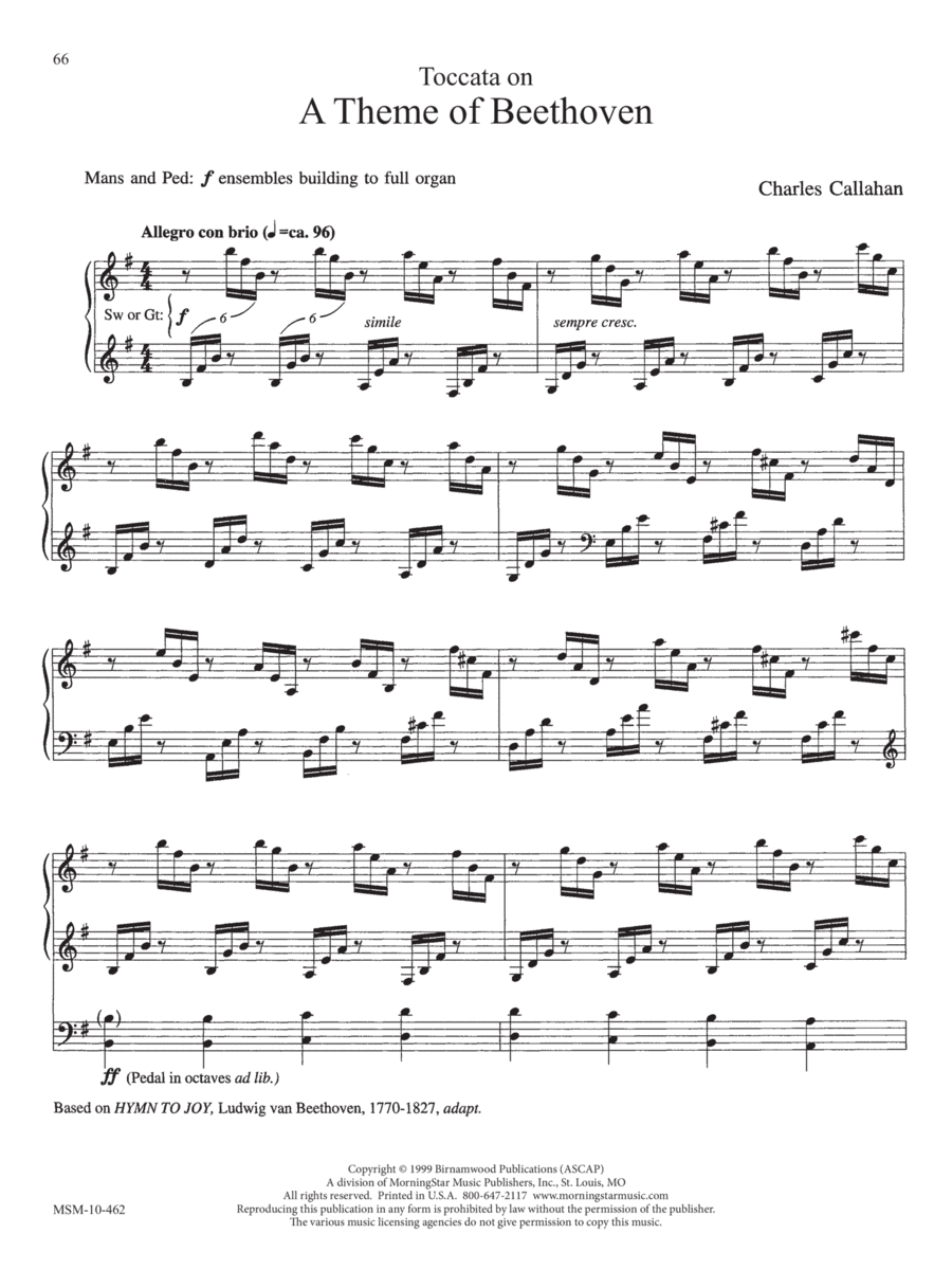 Book cover for Toccata on A Theme of Beethoven (Downloadable)