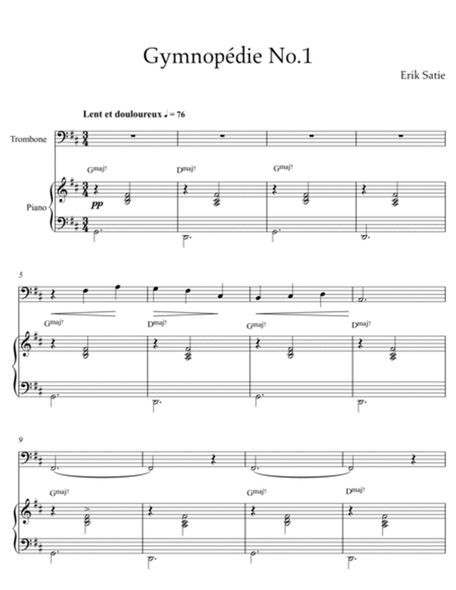 Erik Satie - Gymnopedie No 1 (Piano and Trombone) image number null