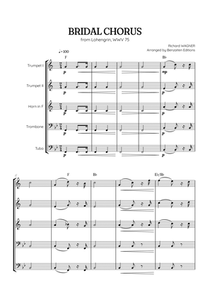 Wagner • Here Comes the Bride (Bridal Chorus) from Lohengrin | brass quintet sheet music w/ chords