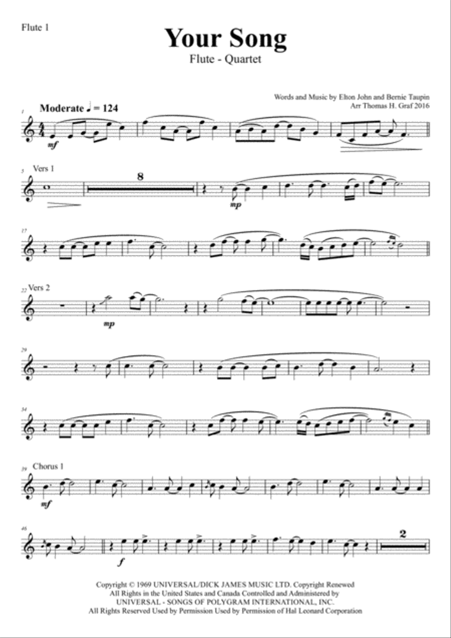Your Song Flute Quartet scores gallery preview page 5