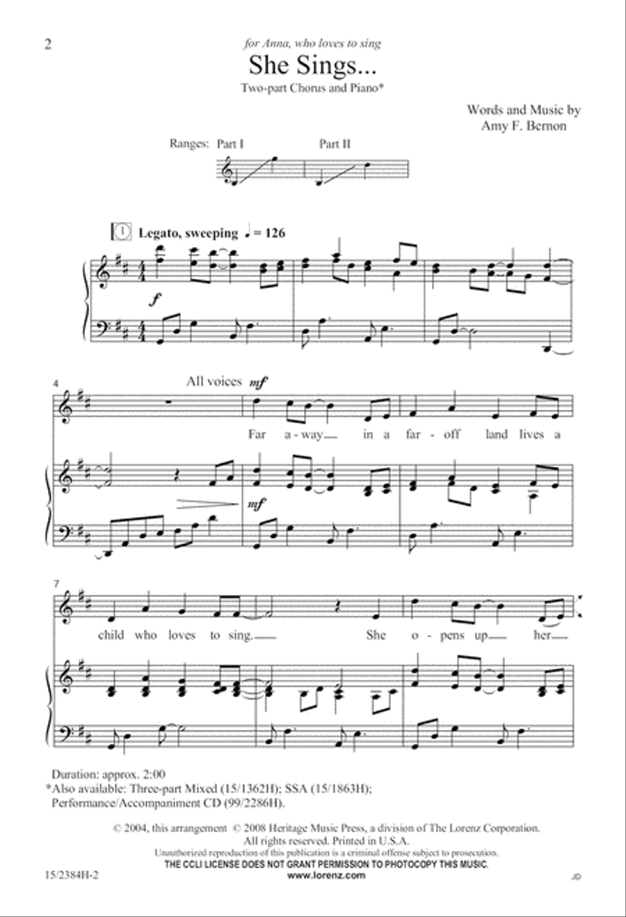 She Sings... 2-Part scores gallery preview page 3