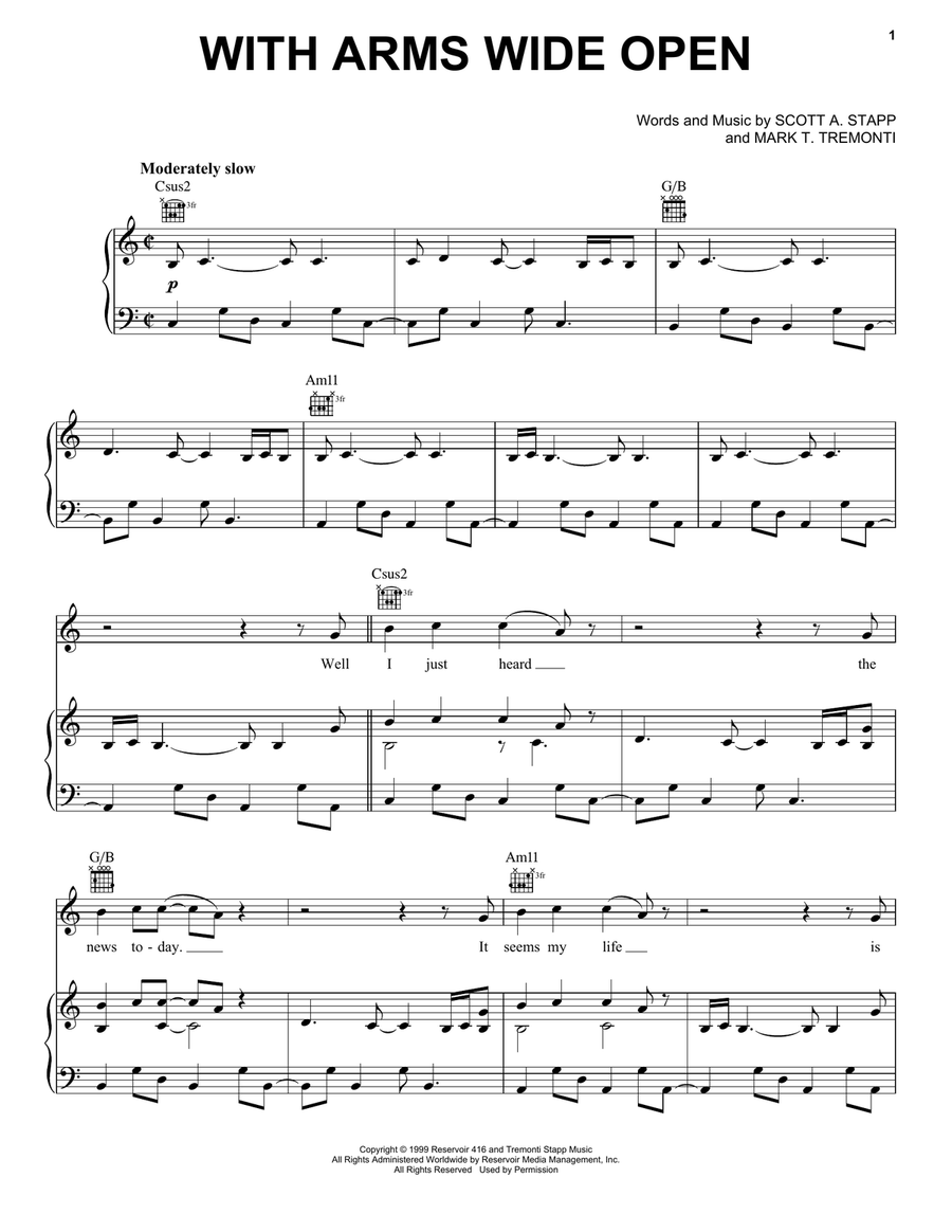 With Arms Wide Open Acoustic Guitar scores gallery preview page 1
