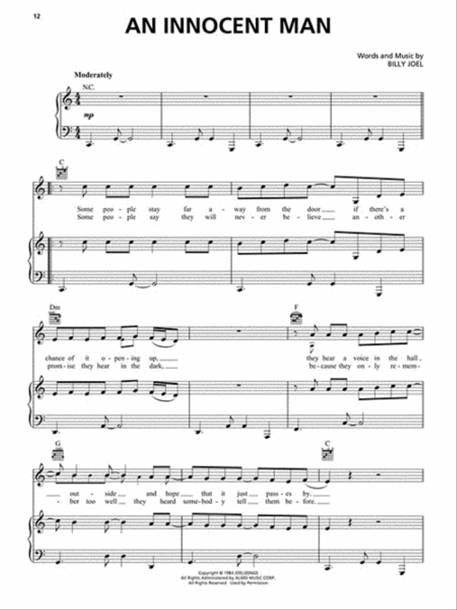 Billy Joel - An Innocent Man Piano, Vocal, Guitar scores gallery preview page 3